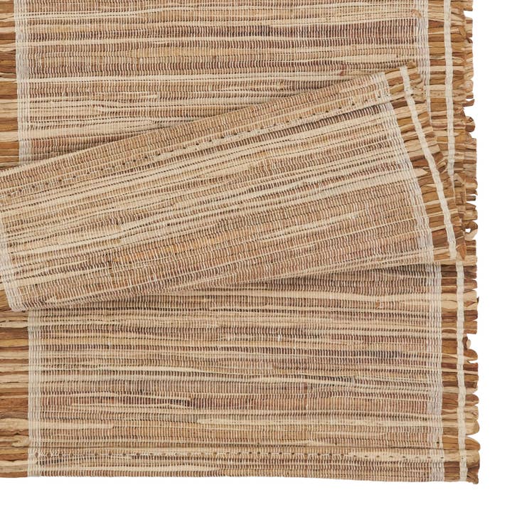 Natural Stripe Water Hyacinth Runner for wholesale on Faire2