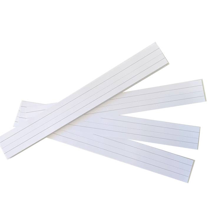 Ruled Sentence Strips, Thick Paper - 80lb Cardstock, White, Pack of 100 - Ideal for Classrooms, Offices, or Homes - Proudly Made In The USA (100) for wholesale by Reskid