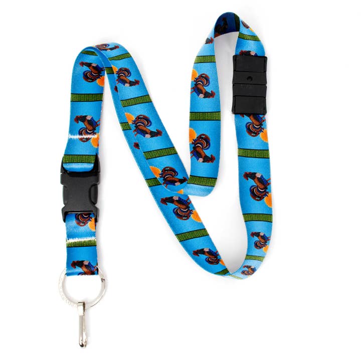 Buttonsmith Rooster Breakaway Lanyard - with Buckle and Flat Ring - Based on Rebecca McGovern Art - Officially Licensed - Made in the USA for wholesale by Buttonsmith