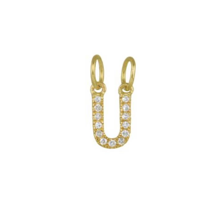 Ashley Schenkein Jewelry Design - Wholesale Pendant/Charm Necklace - Diamond Initial Charm 14K Yellow Gold Necklace23