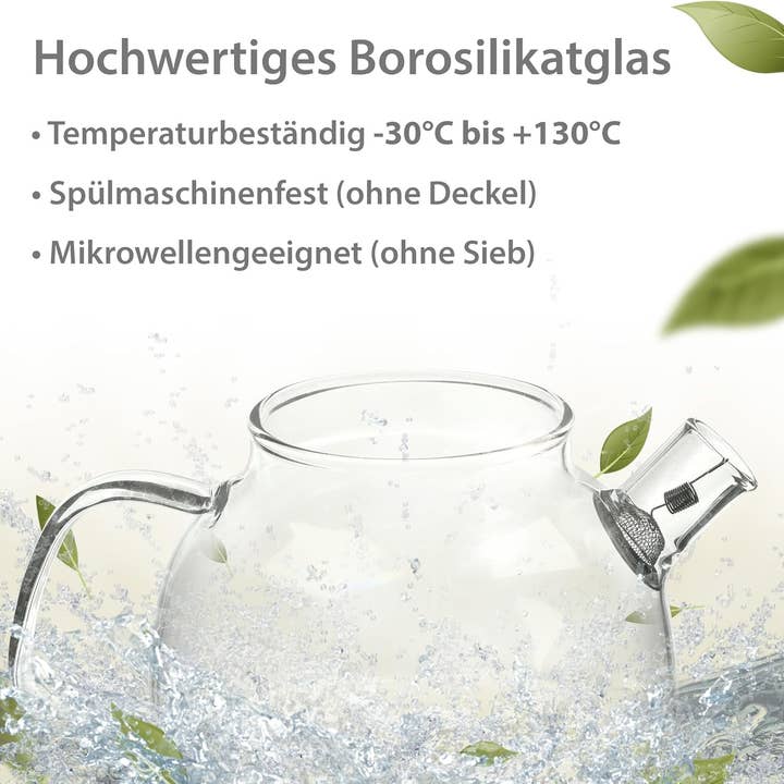 Biomatea - Wholesale Tea Pot - Glass teapot with strainer insert & wooden lid 580ml6