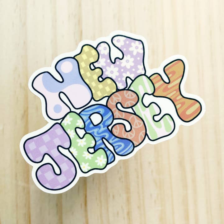 Y2K New Jersey Vinyl wetterfester Aufkleber für den Großhandel von The Moxie Fox