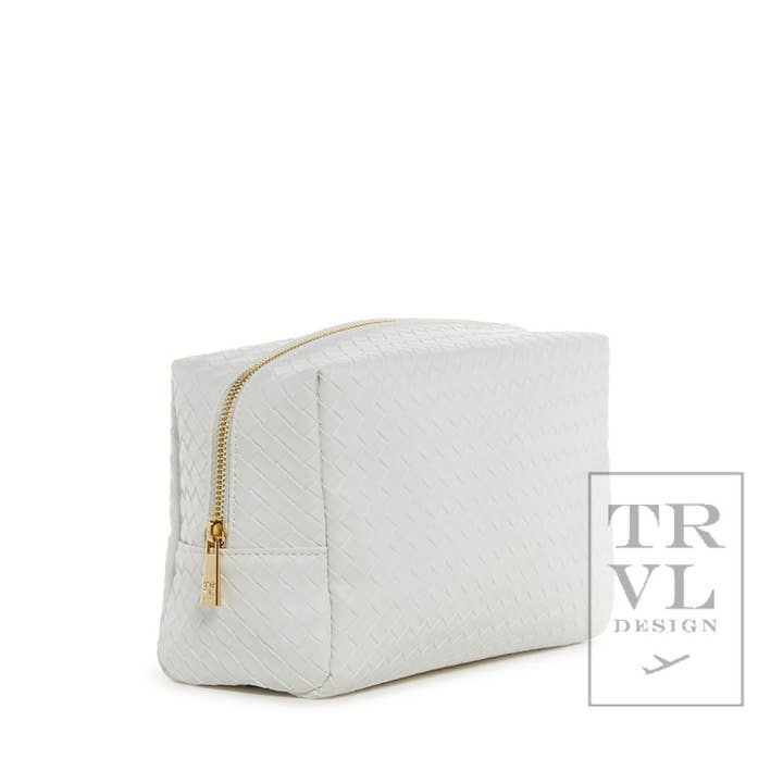 Luxe Bridal Everyday Cosmetic Bag - Woven White for wholesale on Faire
