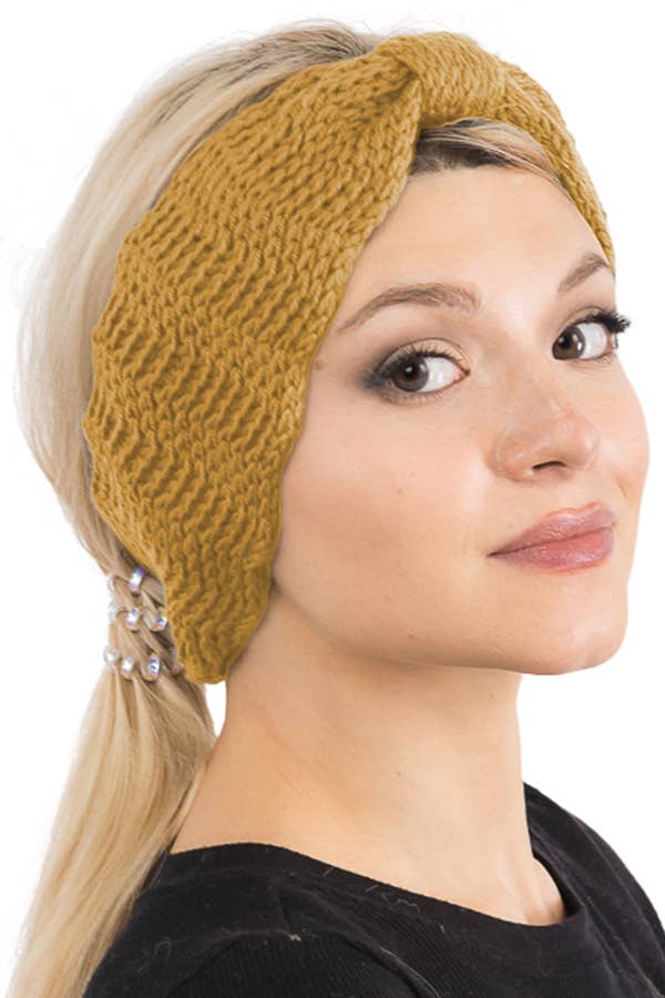 Cap Zone - Wholesale Fashion Headband - Women's - Wavy Zigzag Chevron Stockinette Stitch Ribbed Knit Head Band10