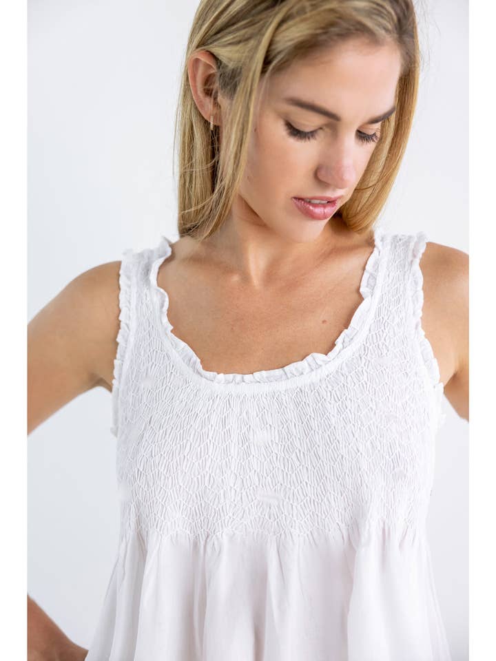 Constance hvid bomuldsnatskjorte for engroshandel hos Jacaranda Living