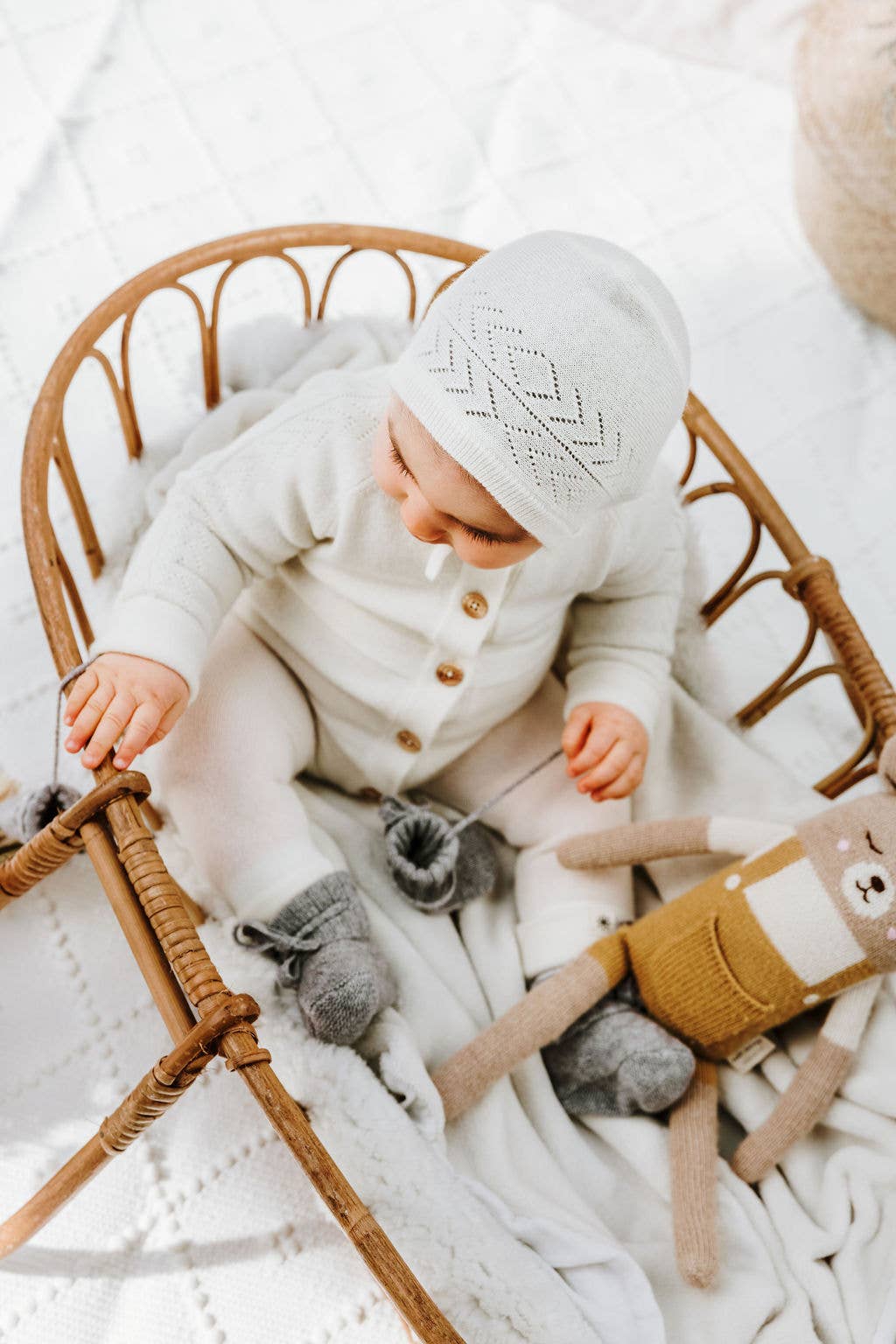 Lunö Tricot - Wholesale Newborn/Knit Hat - Baby - Cashmere Baby Hat - Penelope White6