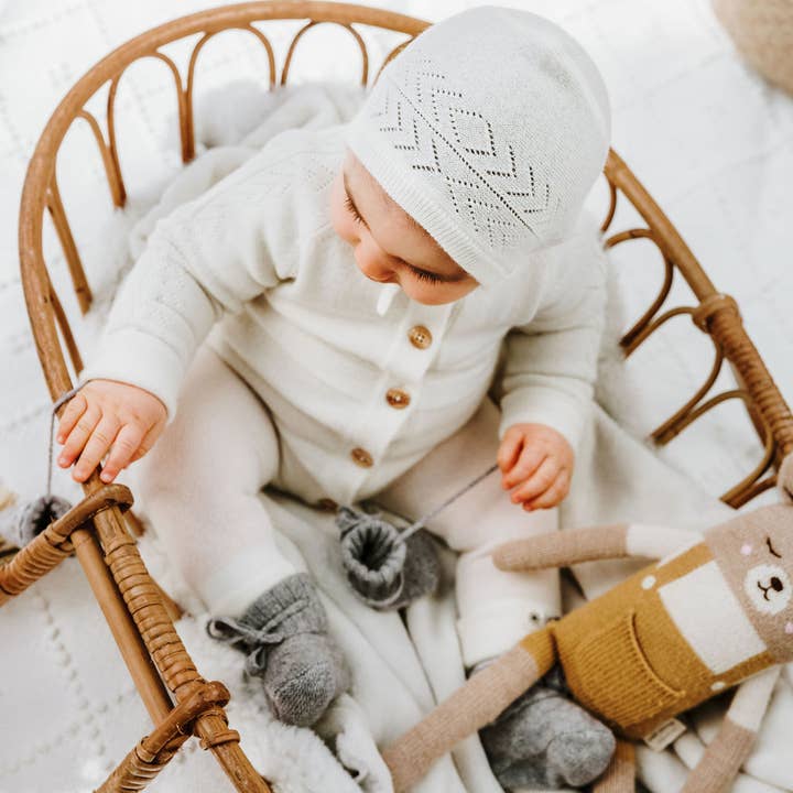 Lunö Tricot - Wholesale Newborn/Knit Hat - Baby - Cashmere Baby Hat - Penelope White6