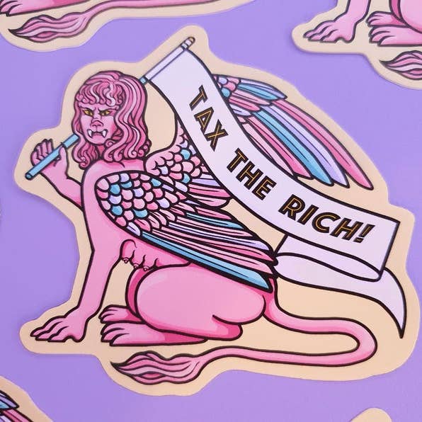 Tax The Rich Sphinx Sticker for wholesale by Abi Stevens Illustration
