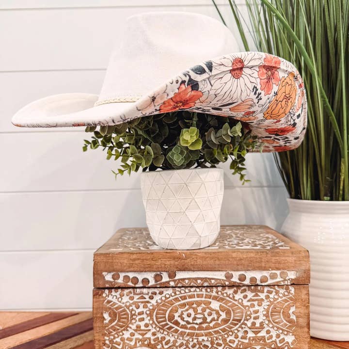 Willie & Dolly Designs - Vente Chapeau de cowboy – femme - Chapeau à imprimé floral0