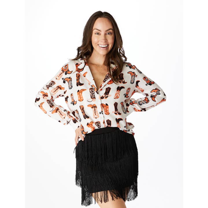 The Oklahoma State Boots Button Up for wholesale by Stewart Simmons