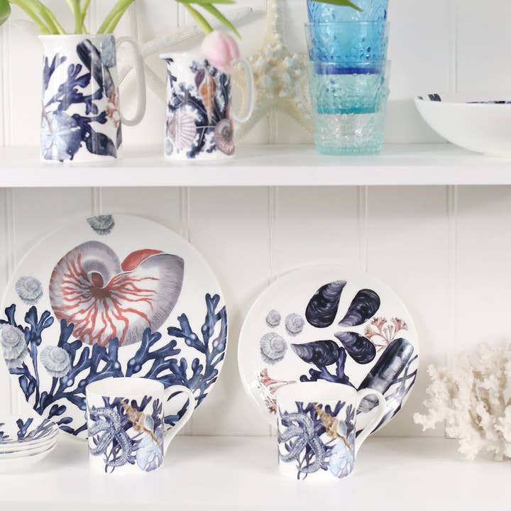 Cream Cornwall – Jarro por atacado – Jarro Beachcomber pequeno Bone China4