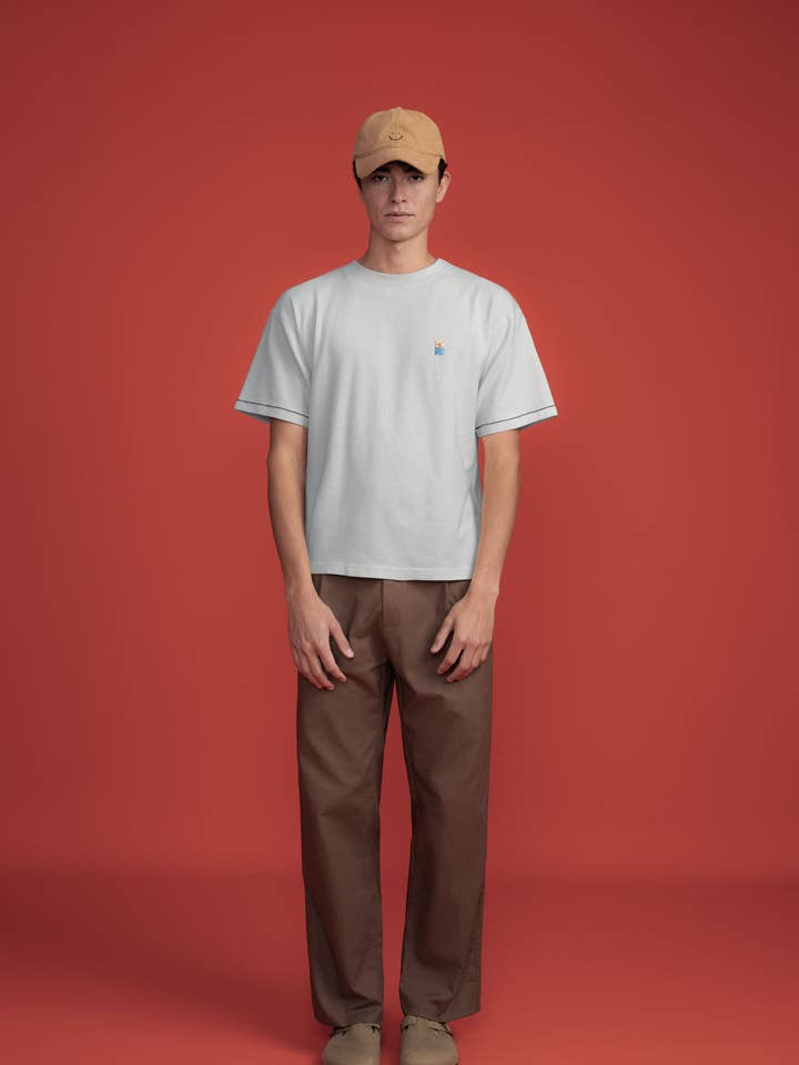 T-shirt Pique Gris Clair Horizon pour la vente par Bandsome