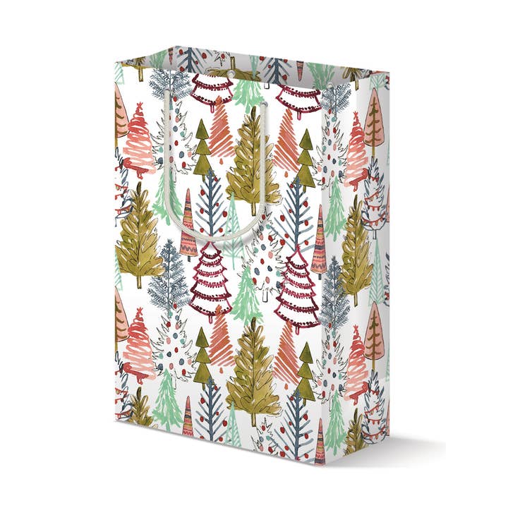 Cheerful Colorful Christmas Trees Holiday Gift Bag for wholesale by KelseyMDesigns