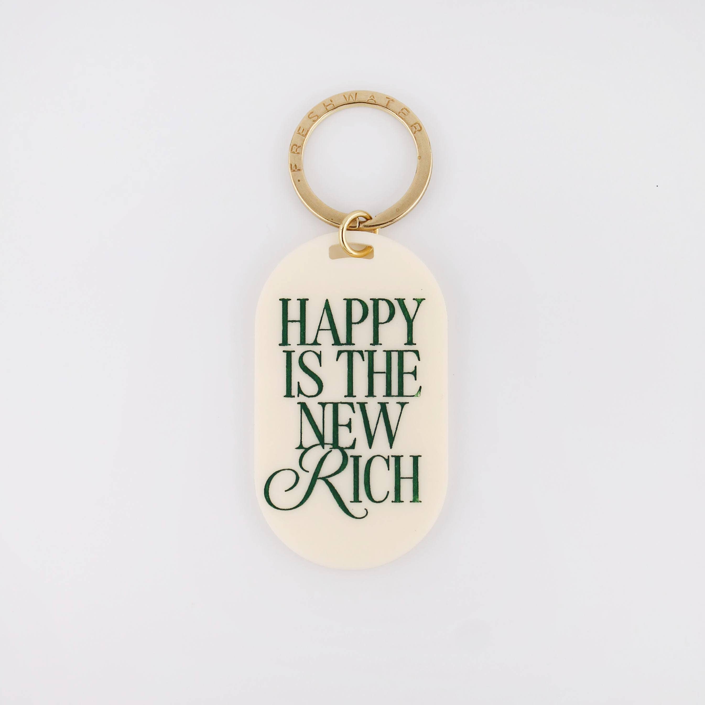 Freshwater Curated Goods - Wholesale Keychain - Women's - Happy Is The New Rich Keychain0