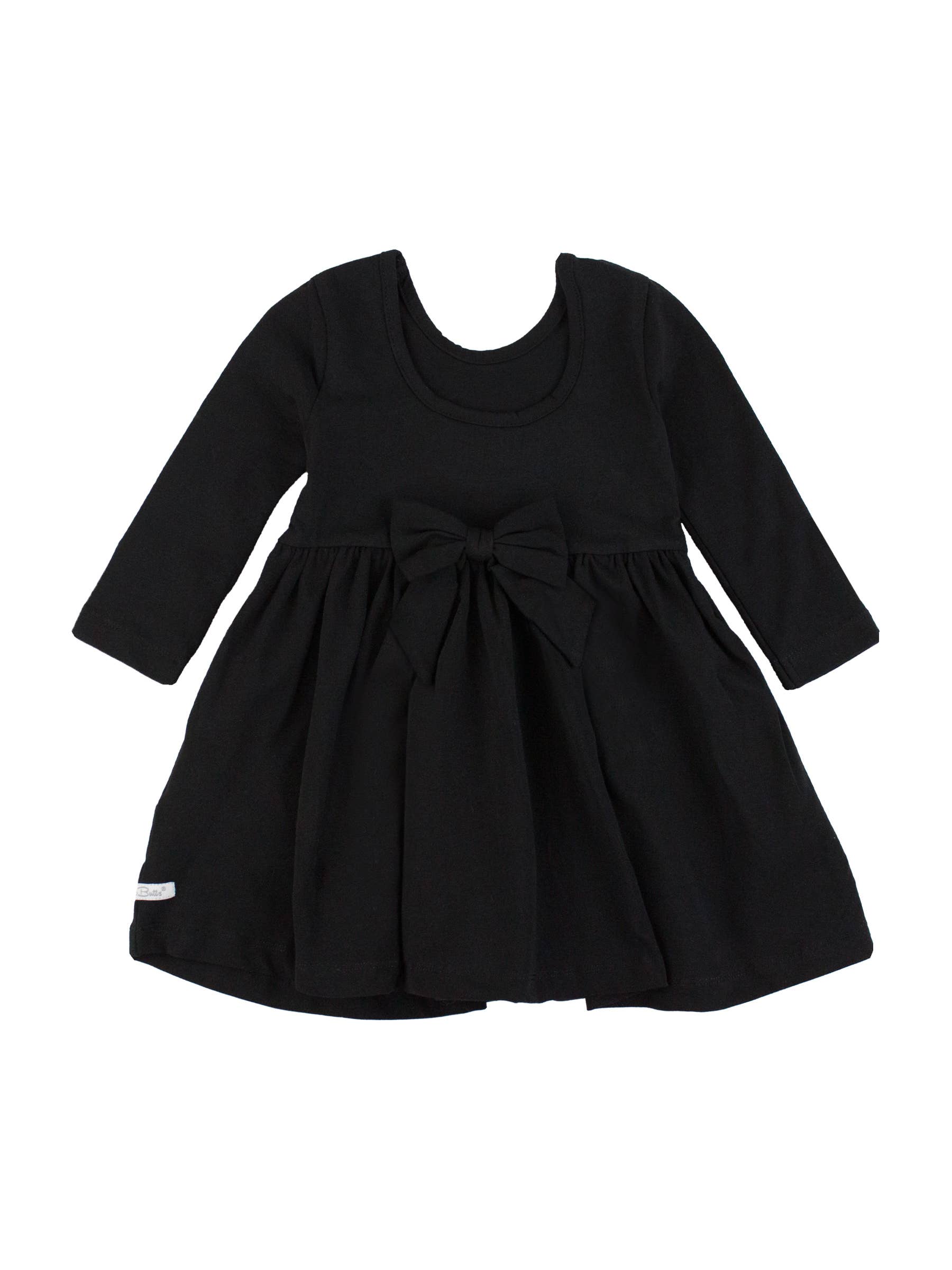 Girls Black Knit Long Sleeve Twirl Dress for wholesale on Faire1