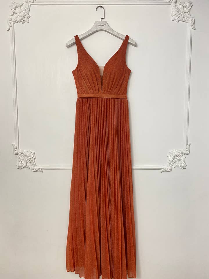 Lautinel - Wholesale Gown - Women's - V-neck pleated evening dress R183212