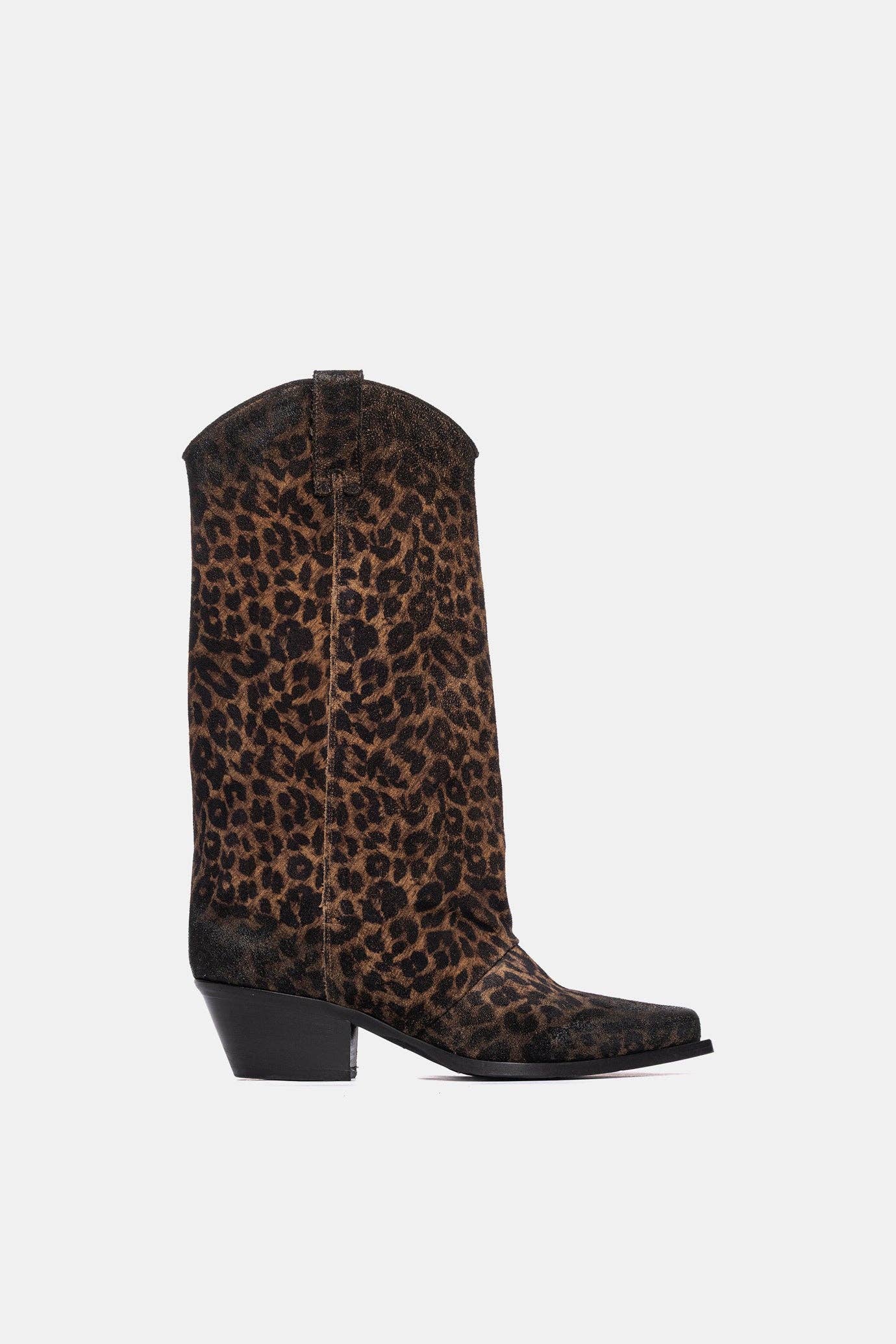 METISSE - Wholesale Cowboy Boots - Women's - Leopard print suede Texan boots DX909
