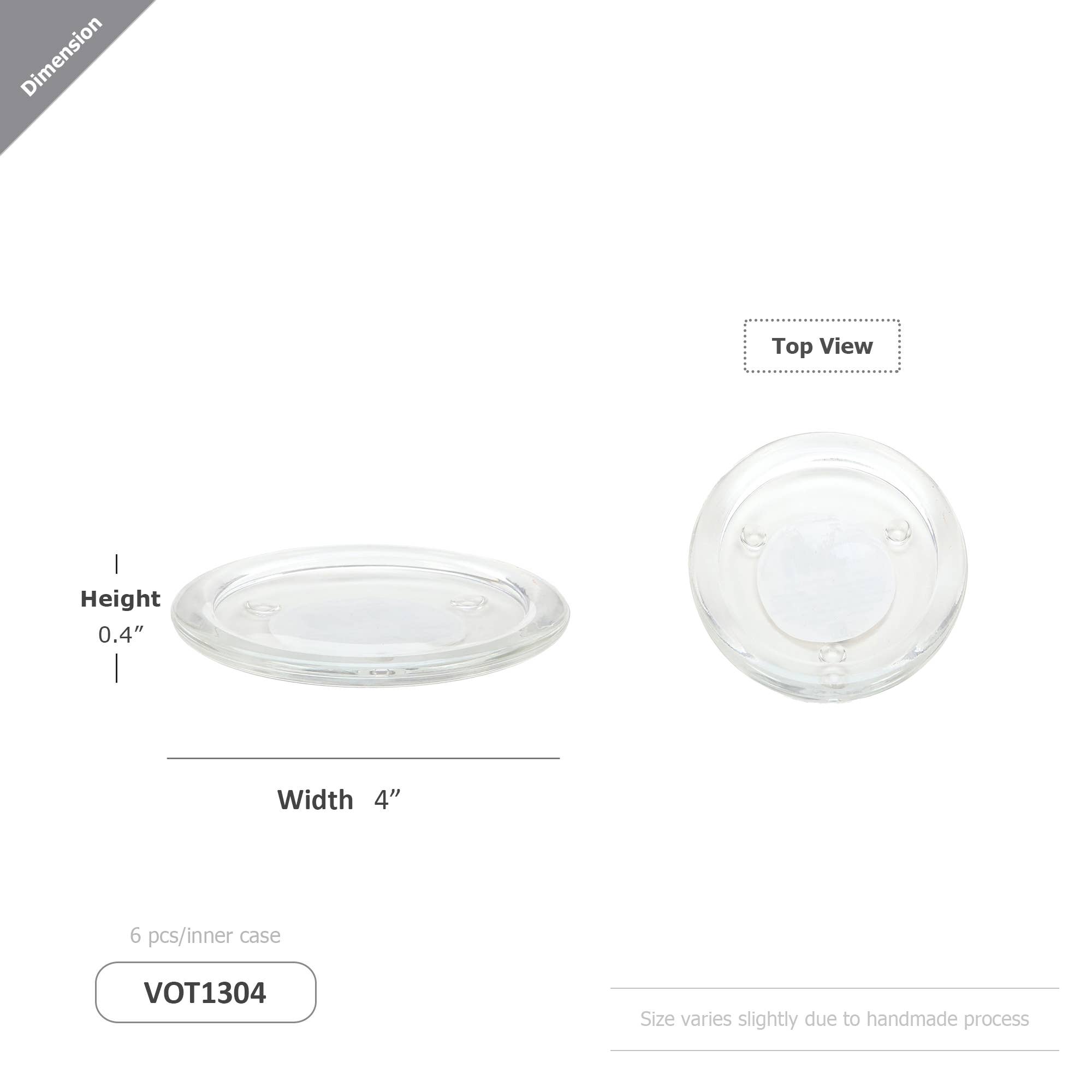 WGV International - Wholesale Candle Holder - WGV  Glass Pillar Candle Plate - 0.5"H3