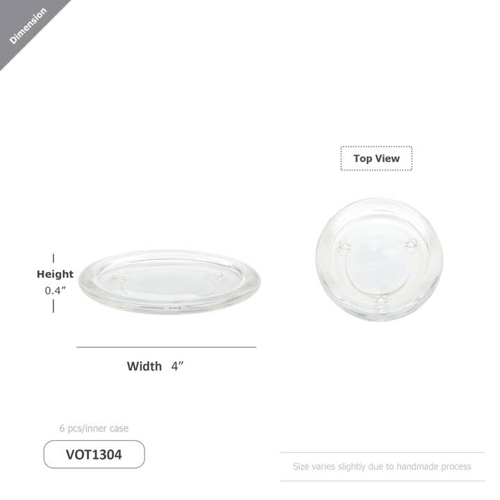 WGV International - Wholesale Candle Holder - WGV Glass Pillar Candle Plate - 0.5"H3