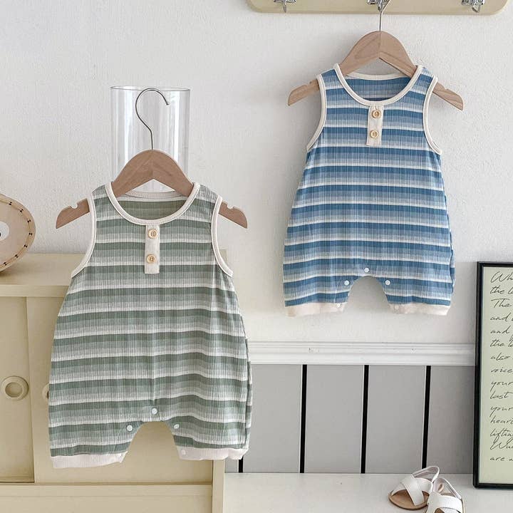 Sommerankunft Baby Unisex Lässige Gestreifte Ärmellose Strampler für den Großhandel von MyKids-USA®