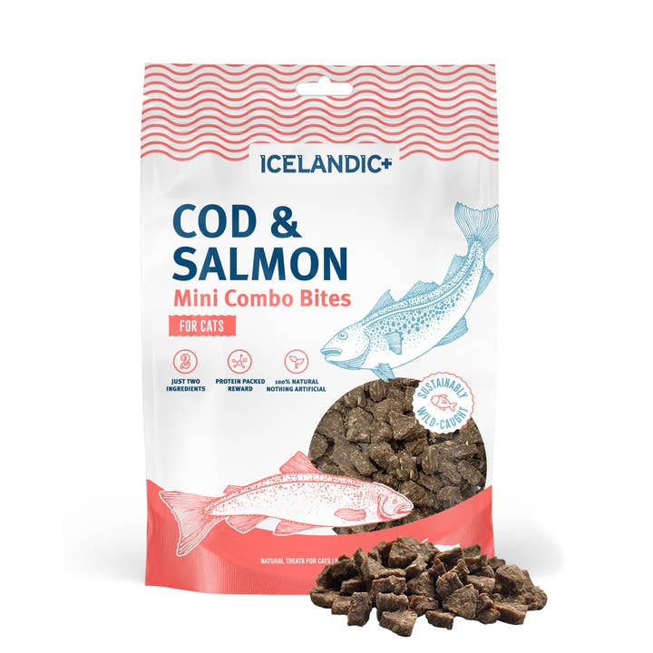 Cod & Salmon Mini Combo Bites Treats for Cats for wholesale by Icelandic+