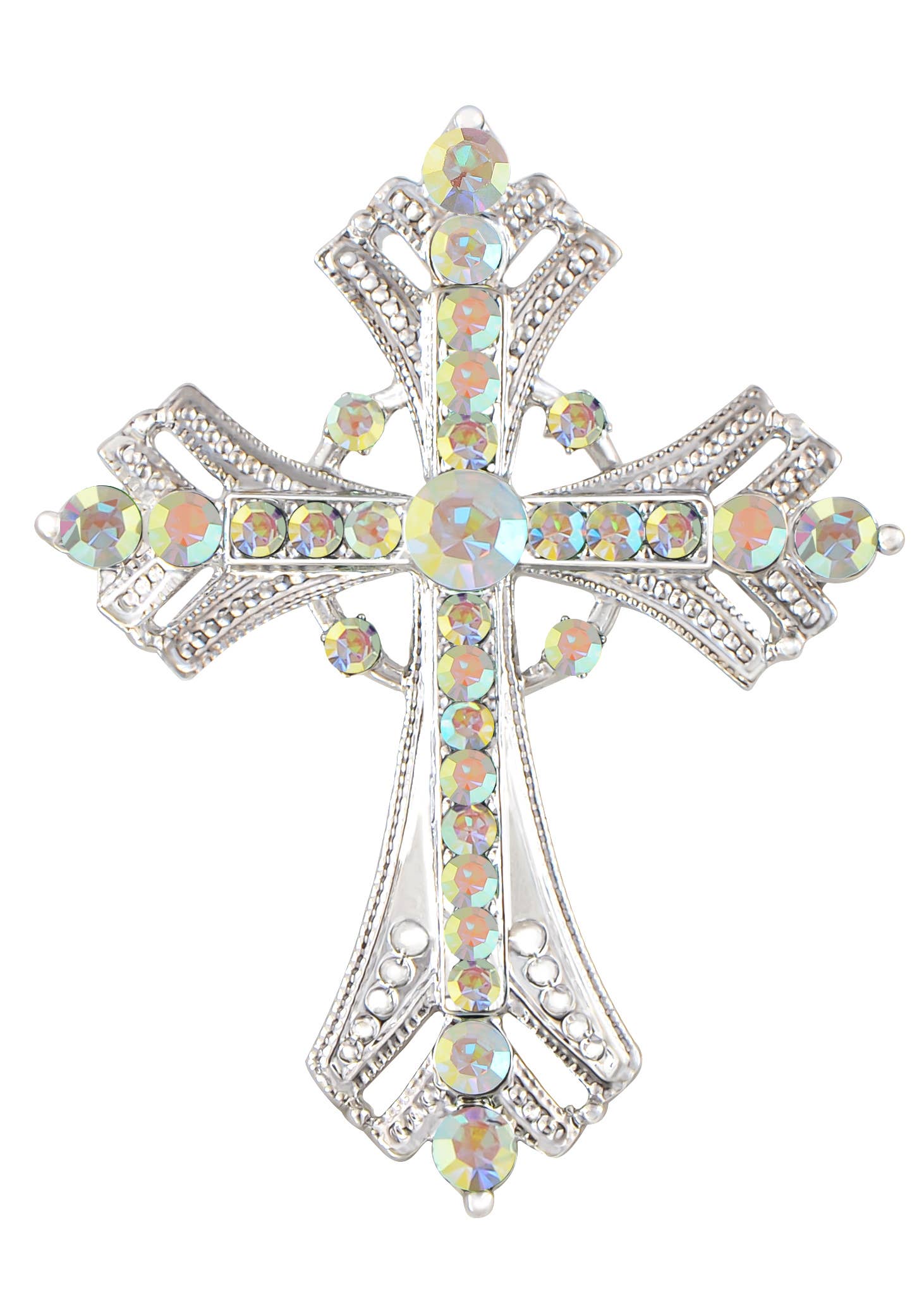 AK Brand - Vendita all'ingrosso Spille - Spilla a forma di croce religiosa argentata con strass21