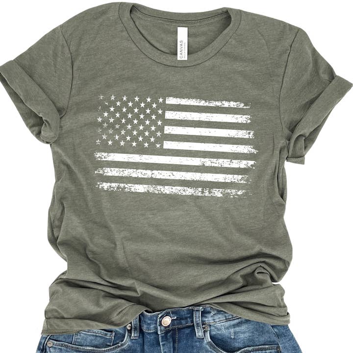 ATTA TOOD LLC - Wholesale T-Shirt (Graphic) - Unisex - Distressed American Flag graphic t-shirt, USA, 4th of July2