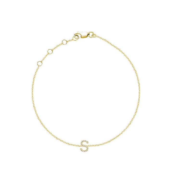 FCJ Jewelry LLC - Wholesale Charm/Dangle Bracelet - 10k Gold Mini Block Initial Diamond Bracelet39