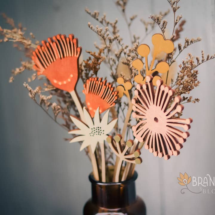 EcoWood Blooms - Wholesale Artificial Flowers - Australian Native Gum Blossom Flower - Wooden Boho Eco Flo