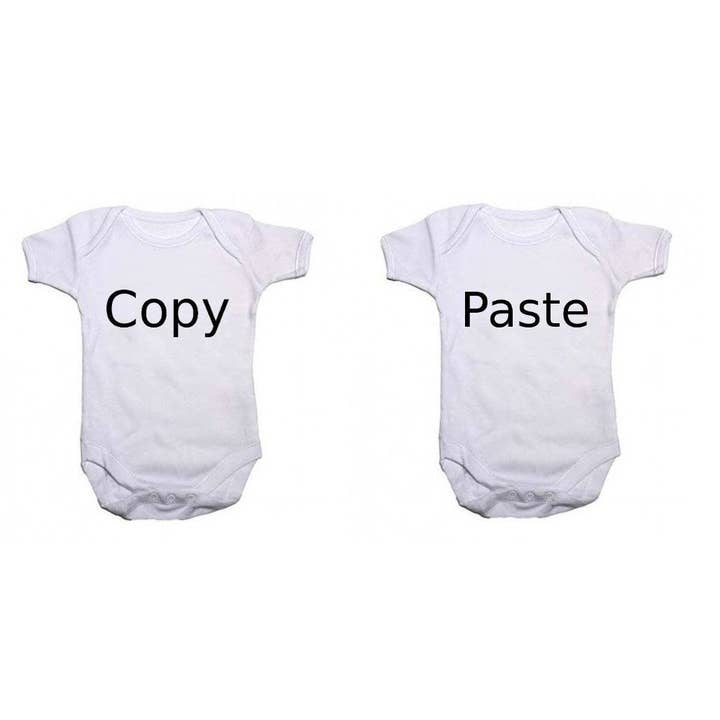 Little Ratbag – wholesale Bodysuit (non-footed) – Baby – "Copy" and "Paste" Twin Pack Baby Vests Bodysuits