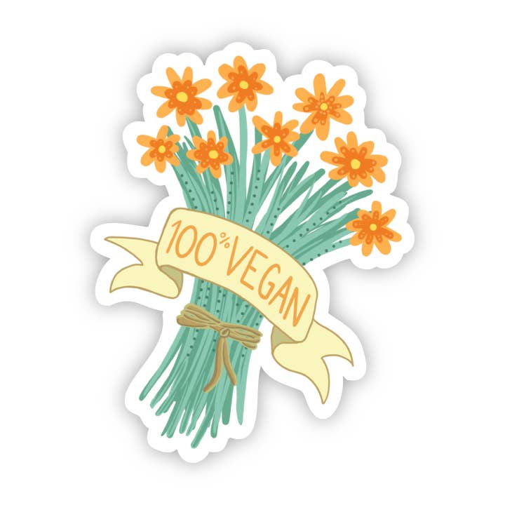 100% Vegan Floral Sticker for wholesale by Big Moods