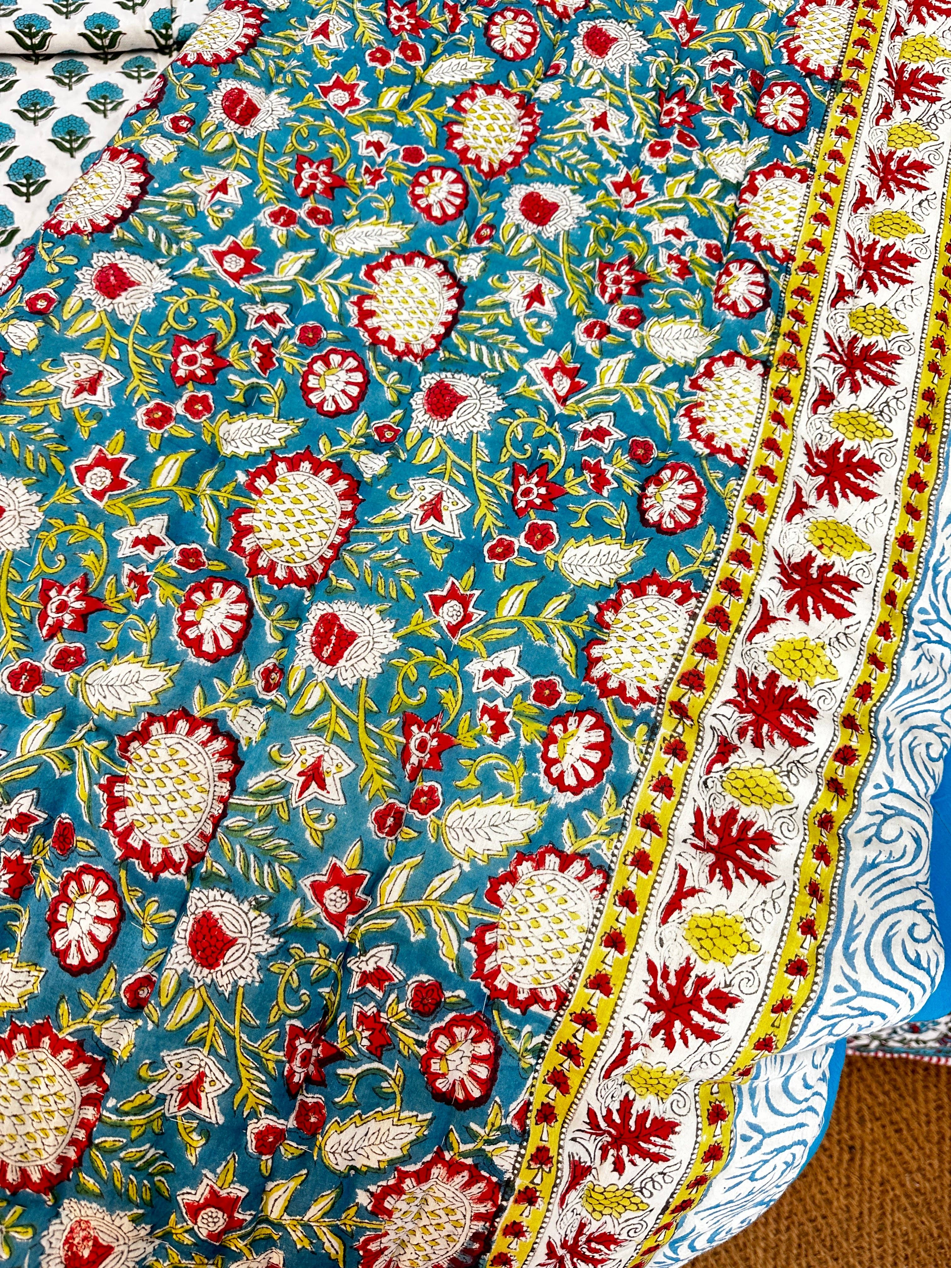 The India Shop – wholesale Quilt – Print Block Padded Quilt - Clench1