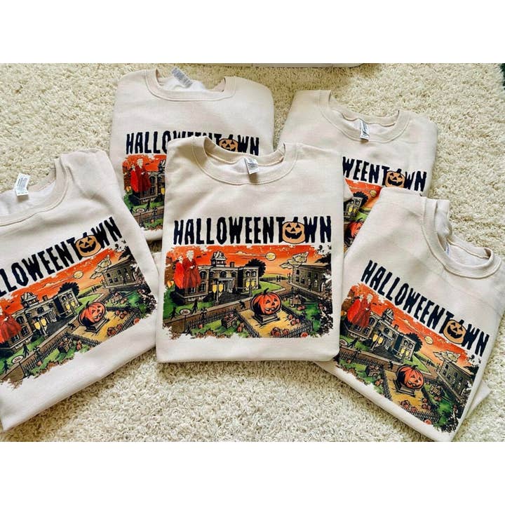 Halloween town graphic sweatshirt for wholesale by Davis Designs