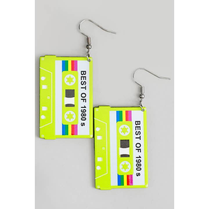 Girly - Wholesale Dangle Earrings - ACRYLIC CASSETTE TAPE DROP EARRINGS