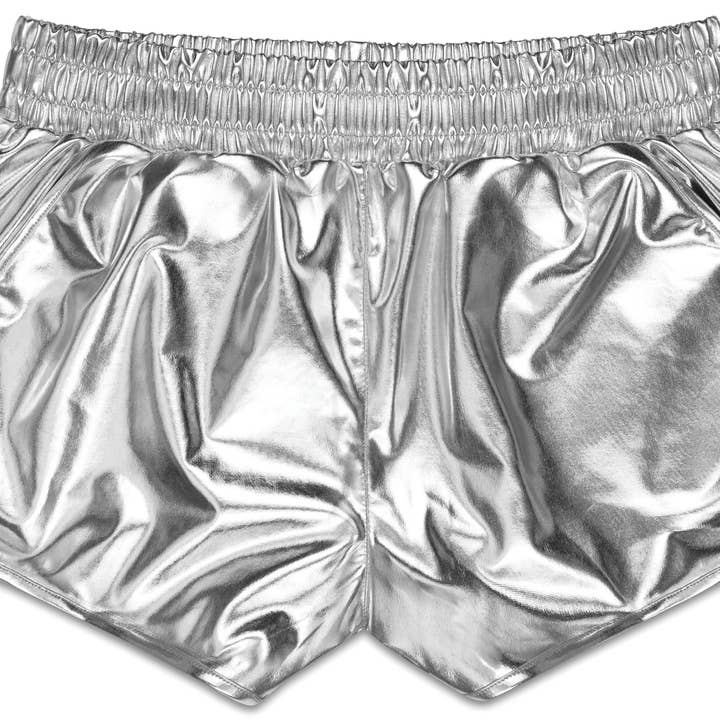 SILVER METALLIC SHORTS-M for wholesale by Iscream