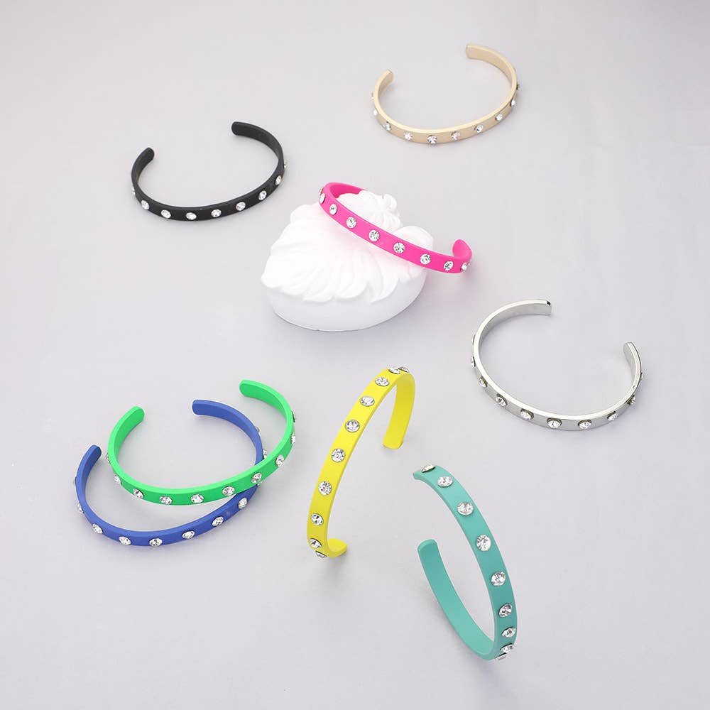 Sensibling Corp. - Wholesale Cuff Bracelet - Round Stone Embellished Colored Cuff Bracelet18
