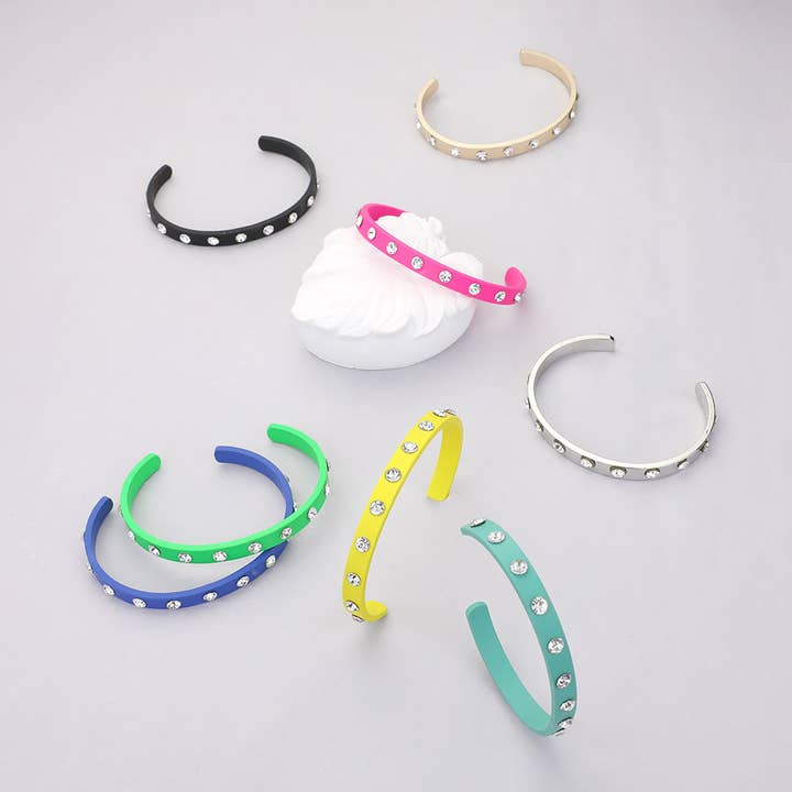 Sensibling Corp. - Wholesale Cuff Bracelet - Round Stone Embellished Colored Cuff Bracelet18