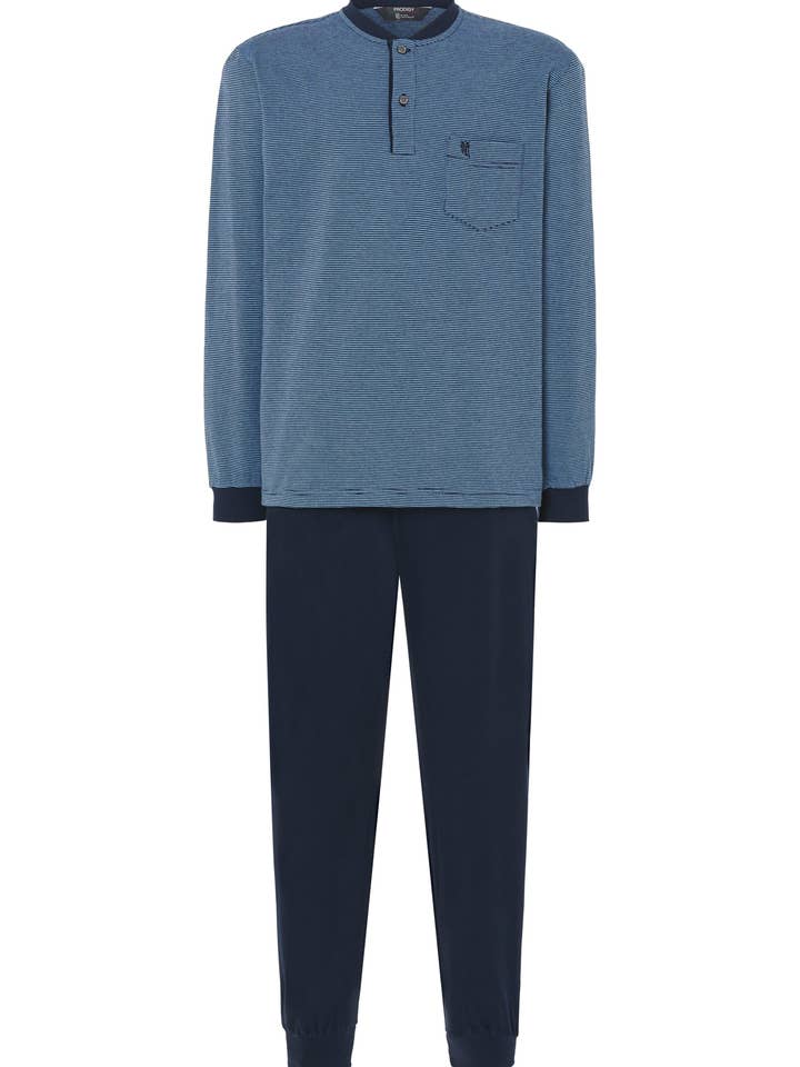 Men's Winter Premium Quilted Pajamas - Blue 55026 for wholesale on Faire0