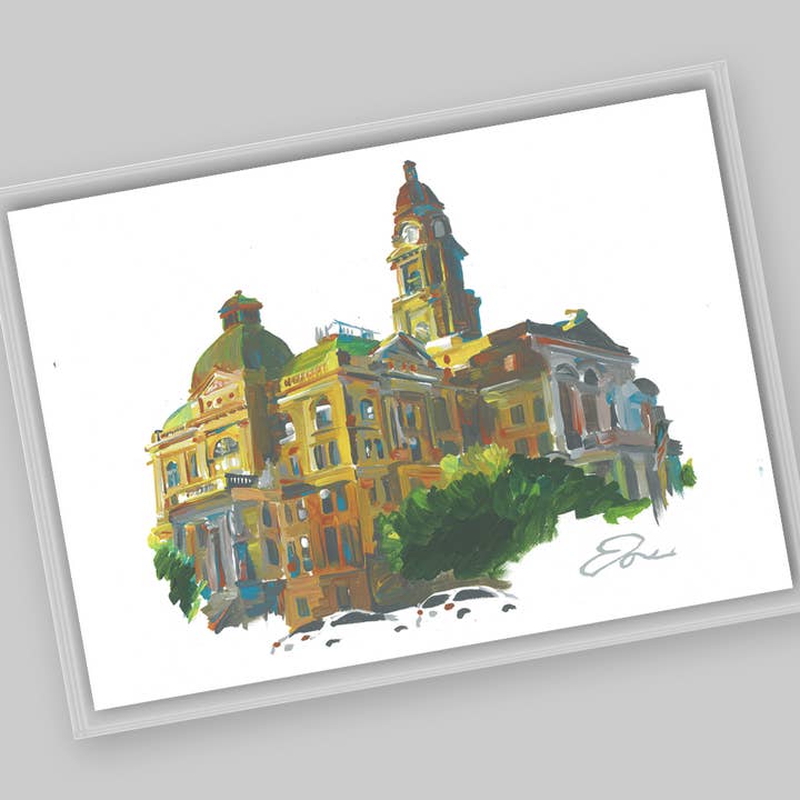 Fort Worth – Tarrant County Court Postcard for wholesale by Eric Hanson Artwork