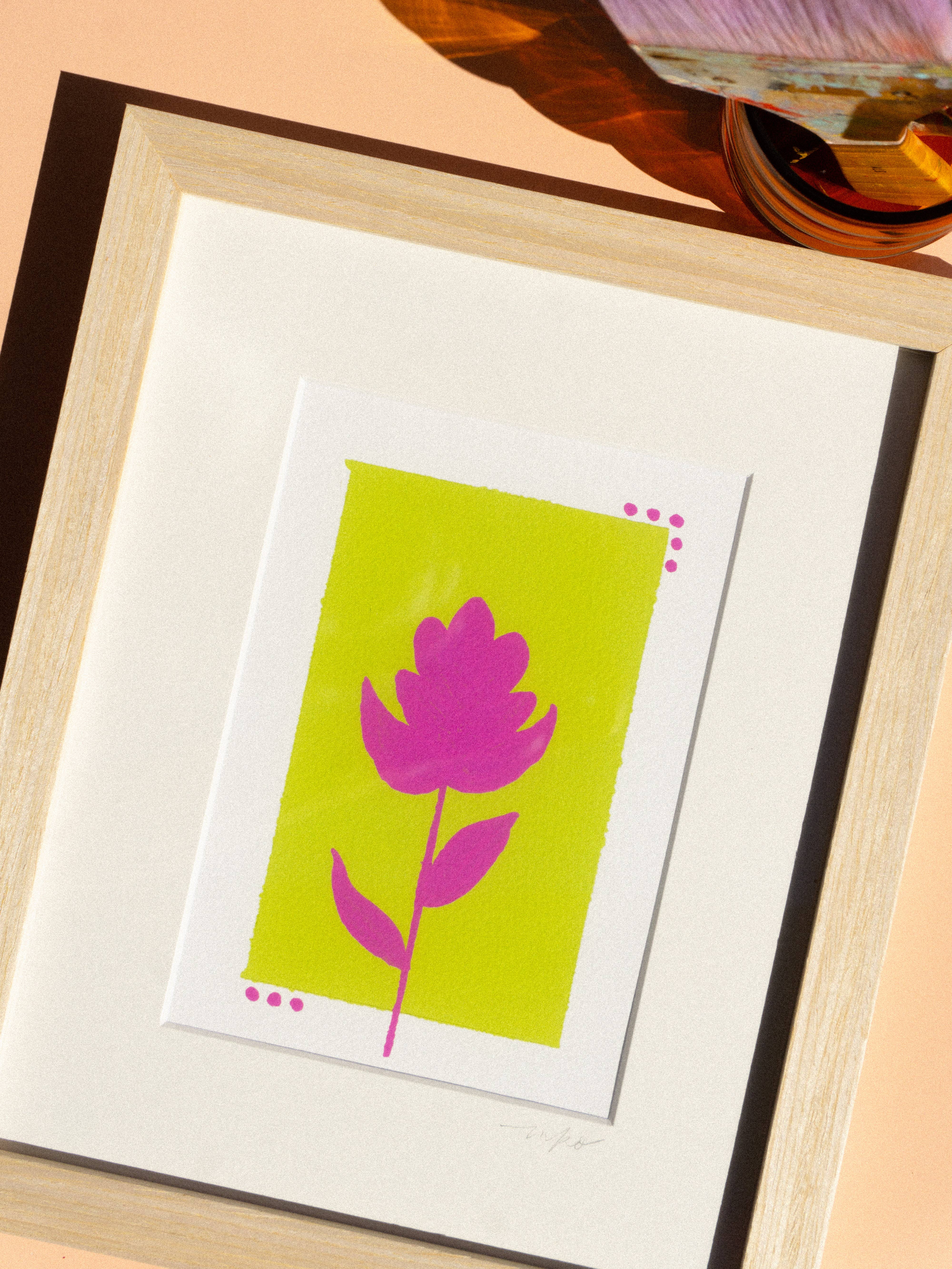 Mel K. Olrich Art - Wholesale Art Print - Colorblock Indian Paintbrush, pink & green, western wall art3