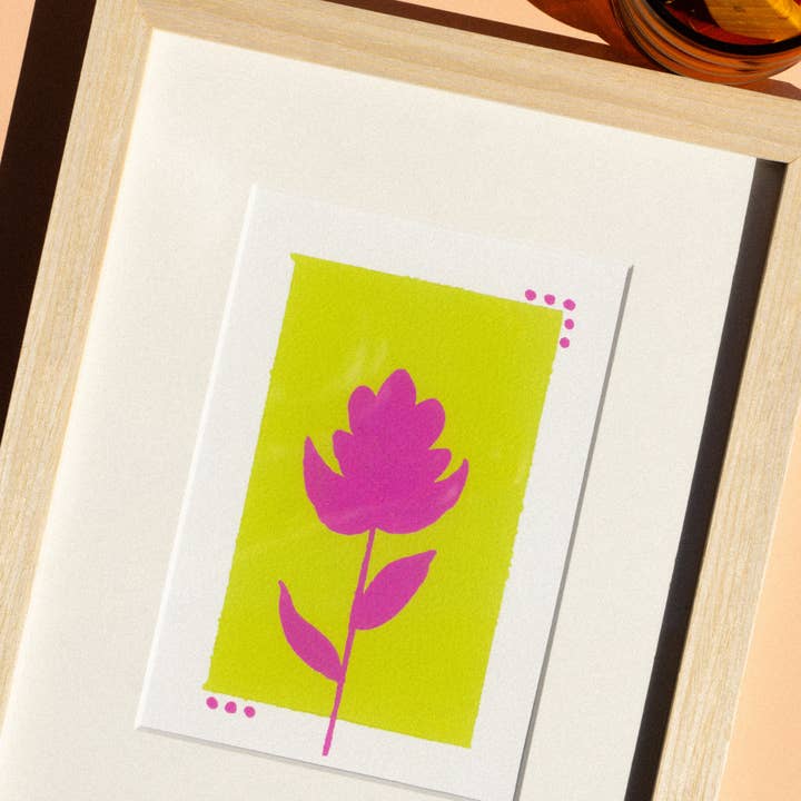 Mel K. Olrich Art - Wholesale Art Print - Colorblock Indian Paintbrush, pink & green, western wall art3