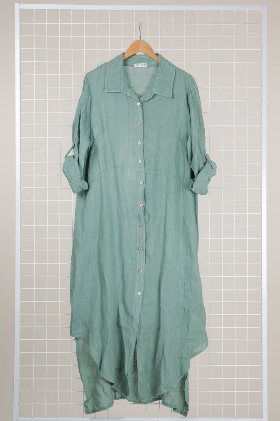 la maison des fibres naturelles - Wholesale Button Down Shirt - Women's - Long shirt dress 68036 100% LINEN19