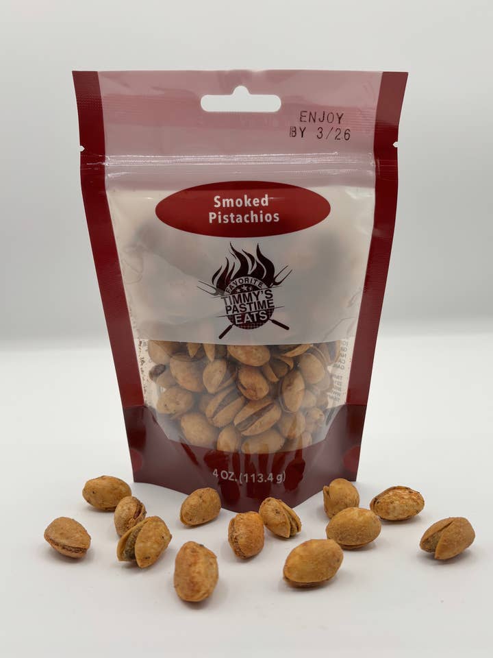 Pistaches fumées - 113g pour la vente par Timmy's Pastime BBQ, Inc