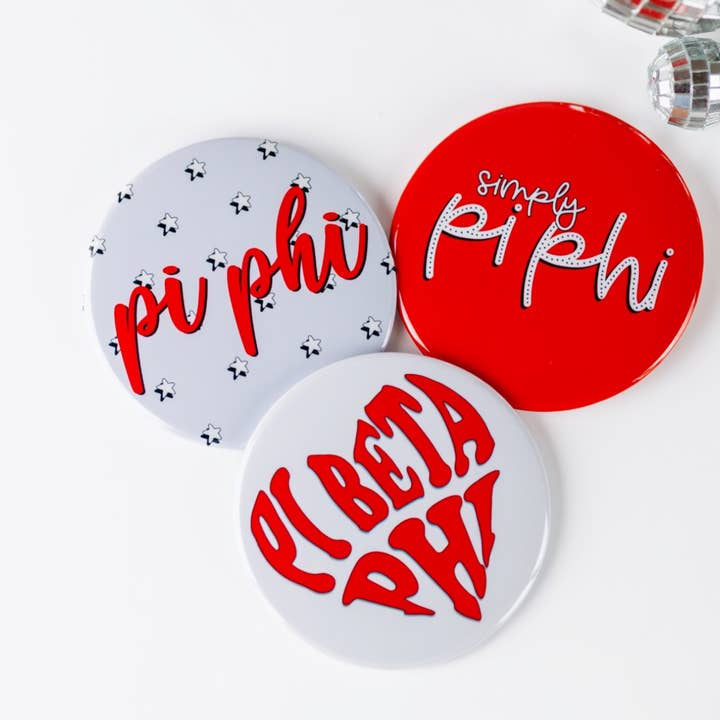 Tailgated Co. - Wholesale Lapel Pin/Button - Red Pi Beta Phi Sorority Greek Game Day Buttons3