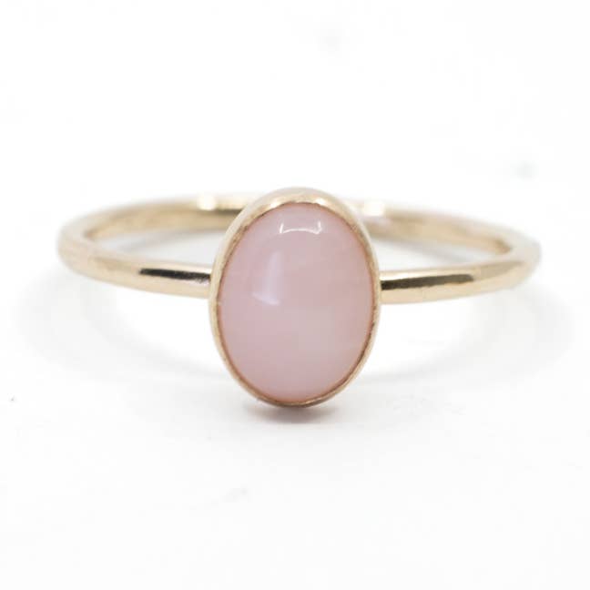 Pink Opal Oval Ring in Gold Filled for wholesale by The Land of Salt