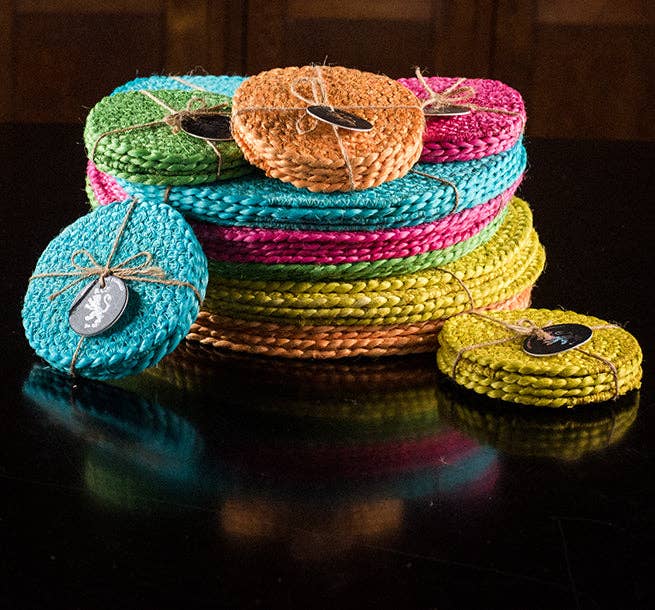 British Colour Standard North America - Wholesale Placemat - BRITISH COLOUR STANDARD - Silky Jute Placemats in Medici Blue, Tied Set of 4 Mats, 10.5'' D2