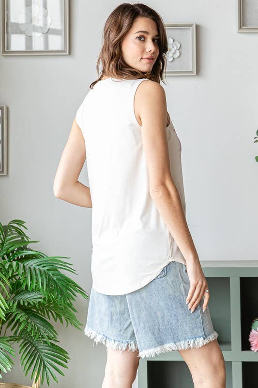 Avery - Vente Débardeur – femme - HAUT SANS MANCHES IMPRIMÉ À POINT DE BOTTE AV079-ALEX10