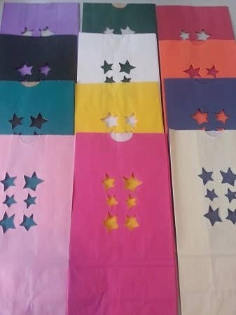 Party Bibs - Wholesale Party Favor Bag/Box - All Occasion Star Cut-Out Luminary Bags, Pack Of 10