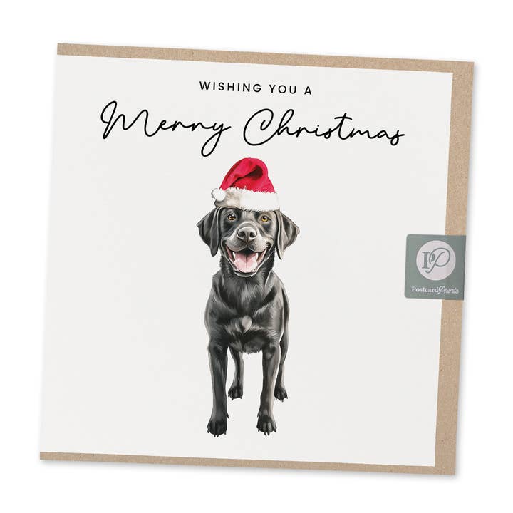 Eco-Friendly Black Lab Christmas Card for wholesale by Postcard Prints