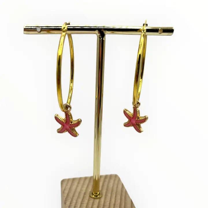 OE! – wholesale Hoop-örhängen – OCEAN STAR – Creoler med emaljerade sjöstjärnor2